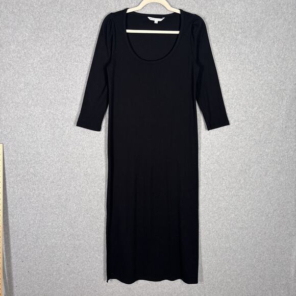 The Nines Hatch Maternity Dress Medium Midi Ribbed Slits Minimal Quiet Basic - Picture 1 of 12